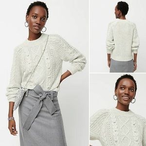J. Crew Azra Cable Knit Pullover Sweater Cream Size 3X